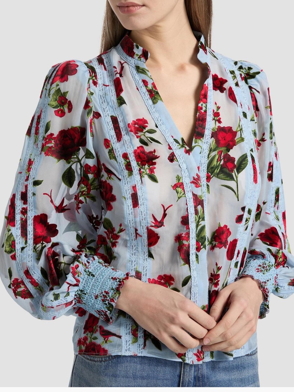 Alice + Olivia Arlette Floral Lace Blouse NWT Size XL